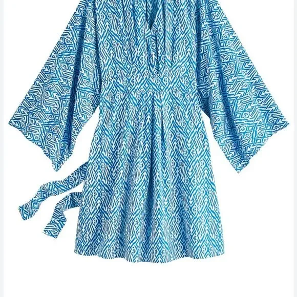 Coolibar Turquoise and White Cover Up/Dress/Kimono UPF 50+. Large - Picture 2 of 8